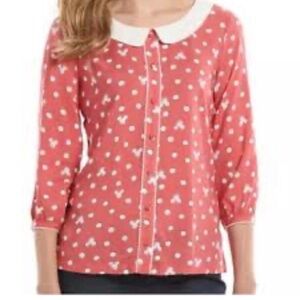 Disney LC Lauren Conrad Collab Size Large Minnie Mouse Red White Polka Dot Top